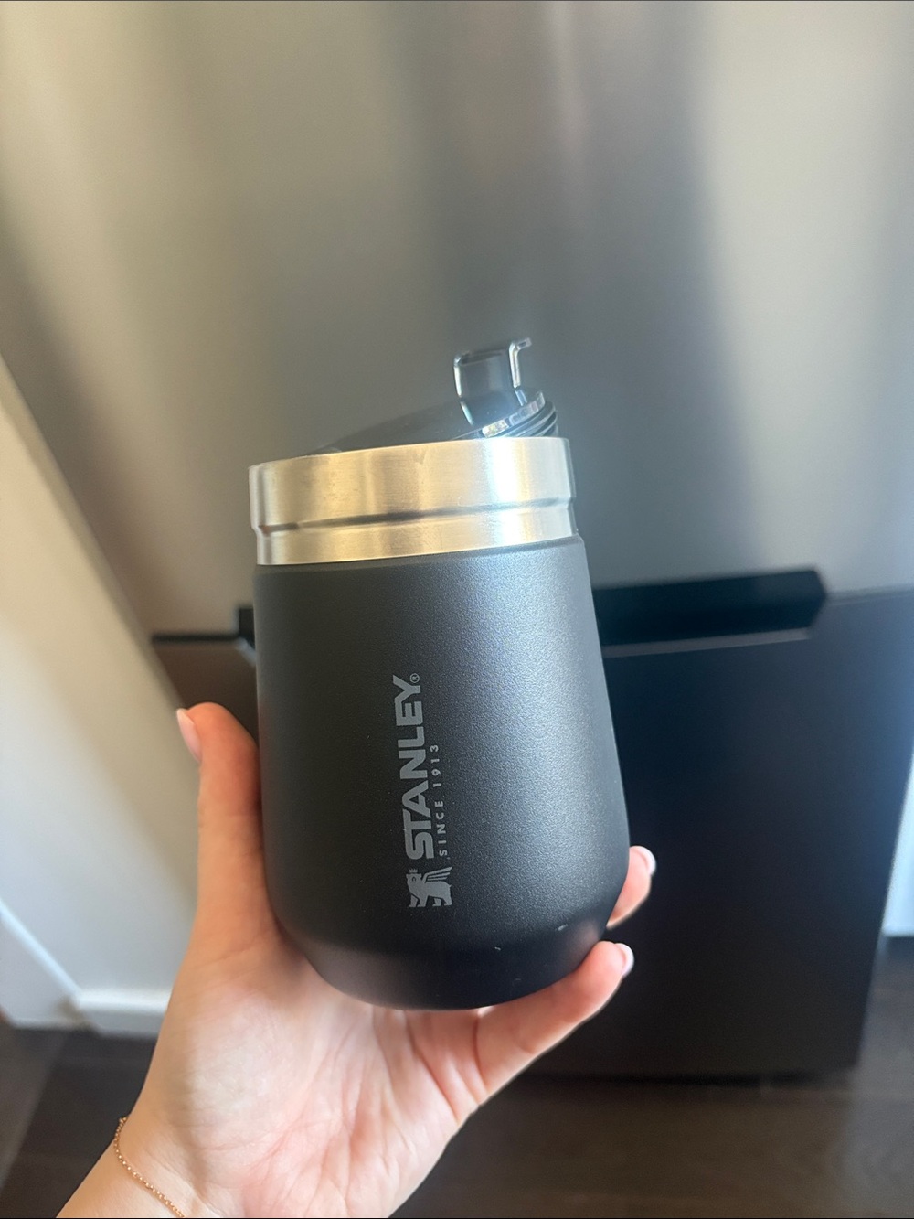 Stanley Black Travel Wine Tumbler with Clear Lid